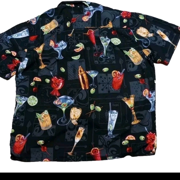 Vtg Paradise Found Cocktail Hour Drink Print Genuine Hawaiian Shirt Mens Large - Picture 6 of 9